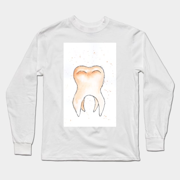 Tooth, dentistry, treatment, dentist, doctor, medicine, watercolor, art decoration, sketch Long Sleeve T-Shirt by grafinya